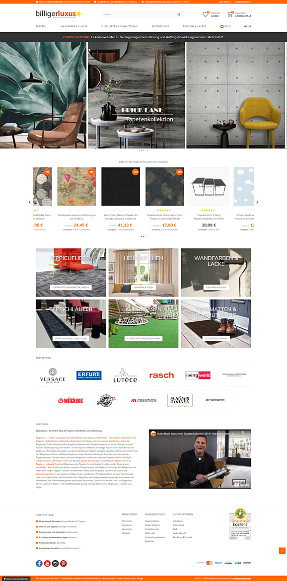 Billigerluxus – der Online-Shop für Tapeten, Wandfarben und Wohndesign 1