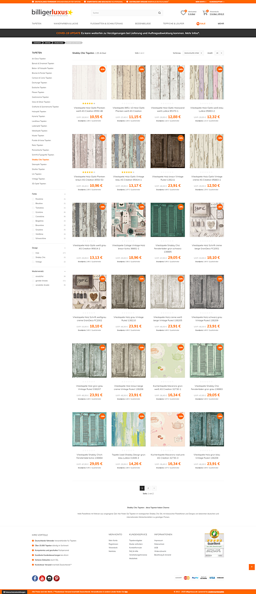 Billigerluxus – der Online-Shop für Tapeten, Wandfarben und Wohndesign 2