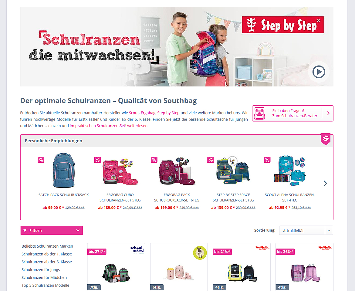 Schulranzen-Onlineshop.de - Southbag - Schulranzen, Rucksäcke, Koffer und mehr 2